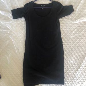 Black short sleeve body con dress